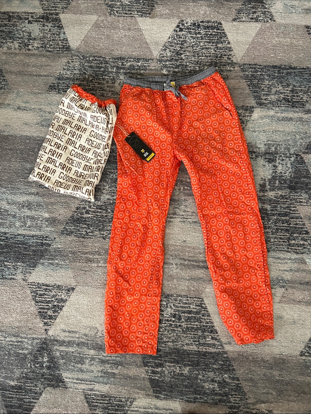 Men's Orange Printed Joggers with Elastic Waistband - Unbranded